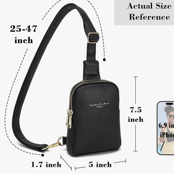 Black Leather Crossbody Travel Bag - Picture 4 of 15